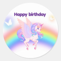 ユニコーン レインボー 誕生日 インビテーション シール