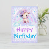 ユニコーン レインボー 誕生日 カード テンプレート (スタンド正面)