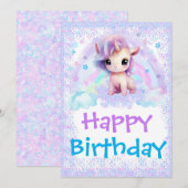 ユニコーン レインボー 誕生日 カード テンプレート (正面/裏面)