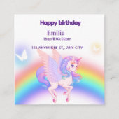 ユニコーン レインボー 誕生日 招待状 同封カード (正面)