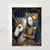ユニコーン&レディファンタジーアート ポストカード (正面/裏面)
