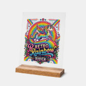 ユニコーン レトロ レインボー ライダー アクリルサイン (傾斜)