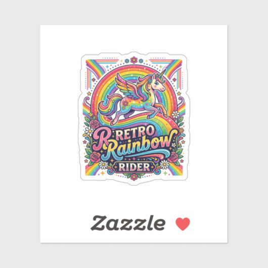 ユニコーン レトロ レインボー ライダー シール (シート)