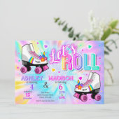 ユニコーン ローラー スケート タイ ダイ 誕生日 招待状 (スタンド正面)