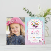 ユニコーン ローラー スケート 誕生日パーティーの写真 招待状 (スタンド正面)