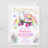 ユニコーン ローラー スケート 誕生日 招待状 (正面)