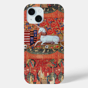 ユニコーン,中世ファンタジーの花,フローラ iPhone 15ケース