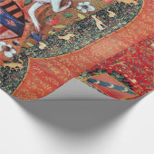 ユニコーン，中世ファンタジー花，フローラモノグラム ラッピングペーパー (角)