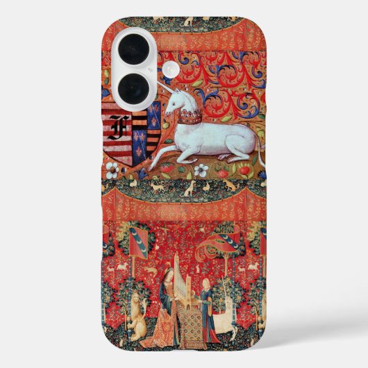 ユニコーン,中世ファンタジー花,フローラモノグラム Case-Mate iPhoneケース (裏面)