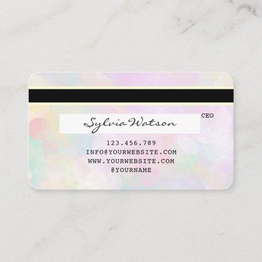 ユニコーン《写真》ぼけ味ライトクレジットカードにロゴを追加 名刺 (裏面)