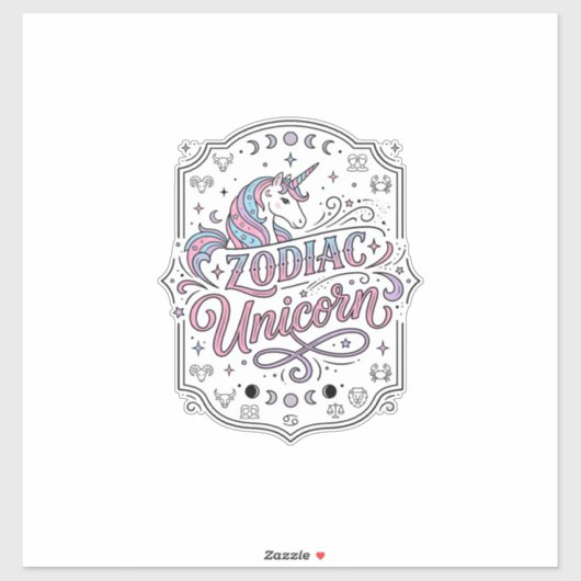 ユニコーン 十二宮 ユニコーン 遊び心 かわいい ギフト デザイン シール (シート)