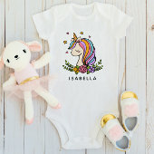 ユニコーン 可愛い ファンシー ガールらしい オーダーメイド 名前 ベビーボディスーツ