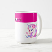 ユニコーン＆名前のカスタマイズ  コーヒーマグカップ (正面右)