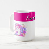 ユニコーン＆名前のカスタマイズ  コーヒーマグカップ (正面左)