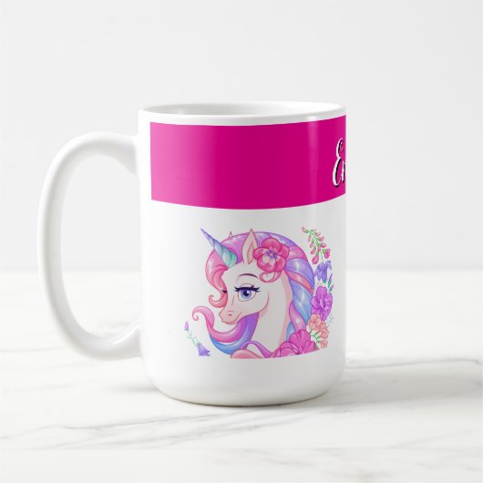 ユニコーン＆名前のカスタマイズ  コーヒーマグカップ (左)