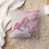 ユニコーン – 女の子のためのギフトパーソナライズされた クッション (ブランケット)