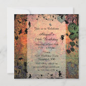 ユニコーン,妖精とハートフォレスト誕生日招待状 招待状 (裏面)