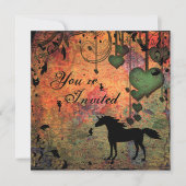 ユニコーン,妖精とハートフォレスト誕生日招待状 招待状 (正面)