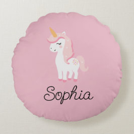 ユニコーン，妖精，魔法-名前をカスタムする ラウンドクッション