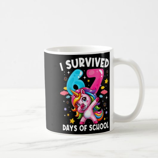ユニコーン 学校を67日間生き残った 面白い ミーム フ コーヒーマグカップ (右)
