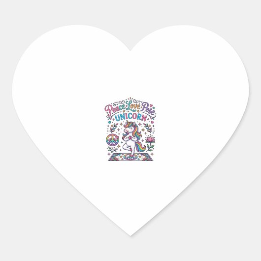 ユニコーン 平和 愛 ポーズ ユニコーン 白背景 S ハートシール (正面)