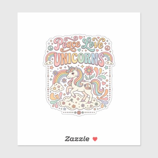 ユニコーン 平和 愛 ユニコーン かわいいベクター デザイン シール (シート)