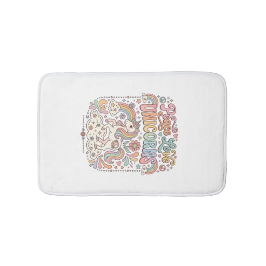 ユニコーン 平和 愛 ユニコーン かわいいベクター デザイン バスマット (正面)