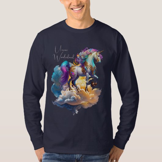 ユニコーン 幻想的な雲 ロマンティック 誕生日 Tシャツ (正面)