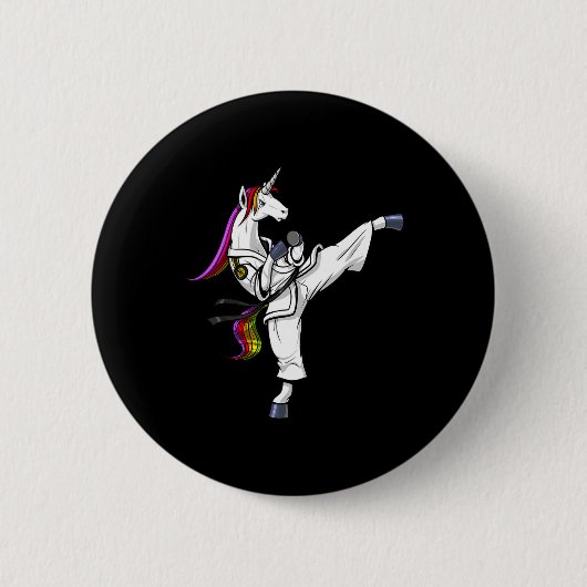 ユニコーン 忍者 空手 武術 キックボクシング 柔術 缶バッジ (正面)