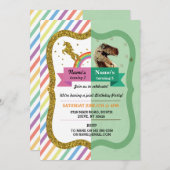 ユニコーン&恐竜ジョイントボーイ誕生日招待状 招待状 (正面/裏面)
