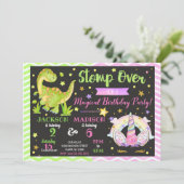 ユニコーン&恐竜ジョイント誕生日招待状 招待状 (スタンド正面)