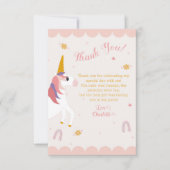 ユニコーン 感謝カード 魔法のピンクパステル ノート (正面)