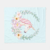 ユニコーン 掛け布団 花柄 水彩 ユニコーン 布団 フリースブランケット (正面(横))