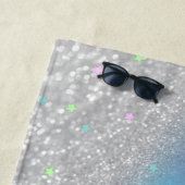 ユニコーン,星,シルバーグリッター《写真》ぼけ味ホログラフィック ビーチタオル (インサイチュ)