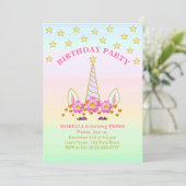 ユニコーン 星 花と紙吹雪の誕生日 招待状 (スタンド正面)