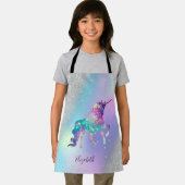 ユニコーン 星 銀のギラギラボケホログラム エプロン (インサイチュ)
