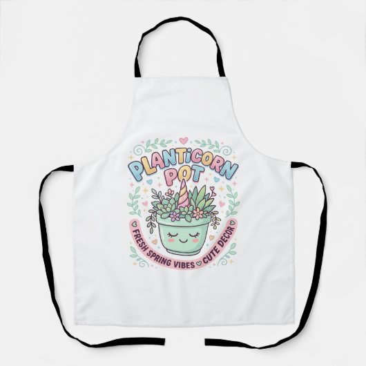 ユニコーン 植木鉢 グラフィックデザインTシャツ エプロン (正面)