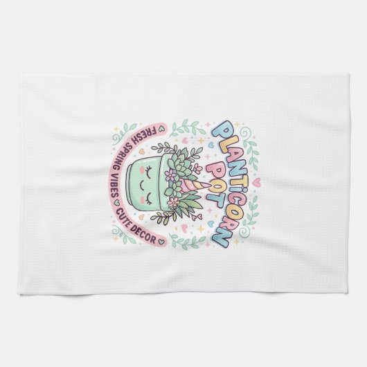 ユニコーン 植木鉢 グラフィックデザインTシャツ キッチンタオル (横)