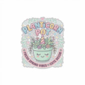 ユニコーン 植木鉢 グラフィックデザインTシャツ シール (正面)