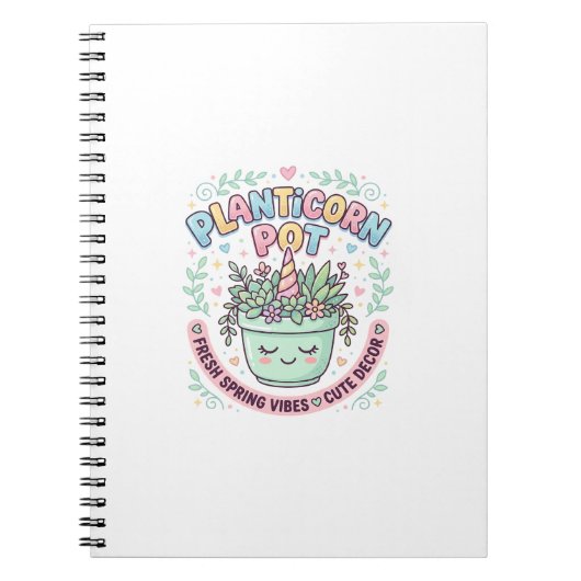 ユニコーン 植木鉢 グラフィックデザインTシャツ ノートブック (正面)