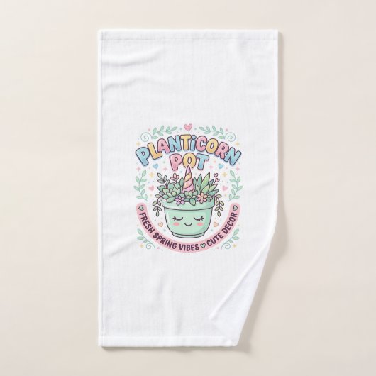 ユニコーン 植木鉢 グラフィックデザインTシャツ ハンドタオル (ハンドタオル)