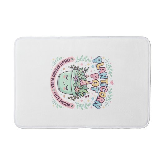ユニコーン 植木鉢 グラフィックデザインTシャツ バスマット (正面)