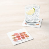 ユニコーン《植物》百日草コラージュ紙コースター スクエアペーパーコースター (インサイチュ)