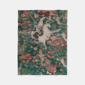 ユニコーン・狩り・中世アート・ユニコーンが身を守る フリースブランケット (正面)