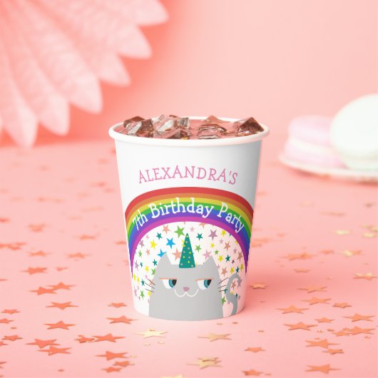 ユニコーン 猫 レインボー こどもの日 誕生日 紙コップ (インサイチュ)