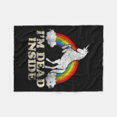 ユニコーン 皮肉なユーモア - 私は内心死んでる フリースブランケット (正面(横))