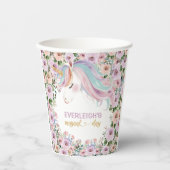 ユニコーン 紫色の花 誕生日 紙コップ (正面)