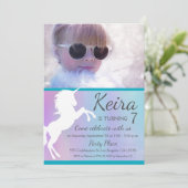 ユニコーン、綿飴の色、カスタム写真招待状 招待状 (スタンド正面)