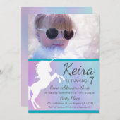 ユニコーン、綿飴の色、カスタム写真招待状 招待状 (正面/裏面)