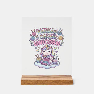 ユニコーン 編み物 かぎ針編み ユニコーン かわいい タイポグラフィ アクリルサイン